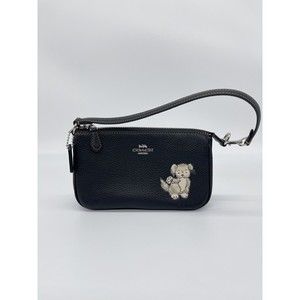 Coach Nolita 19 With Happy Dog Black Pebble Leather Wristlet Wallet Bag